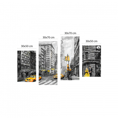Tablou canvas 4 piese - New York Taxi [3]
