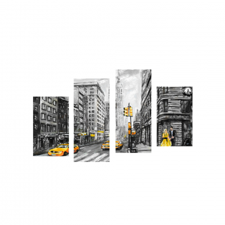 Tablou canvas 4 piese - New York Taxi [2]