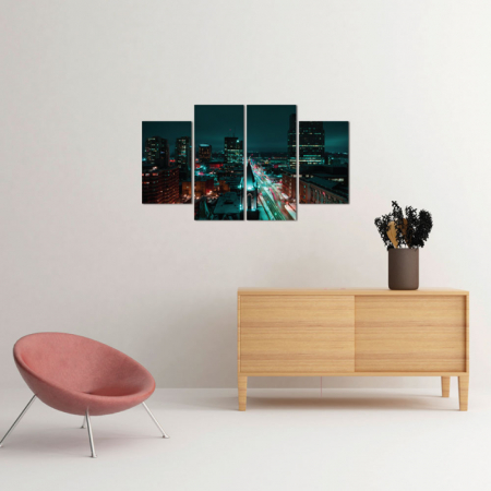 MultiCanvas - Tablou canvas 4 piese - Luminile orasului