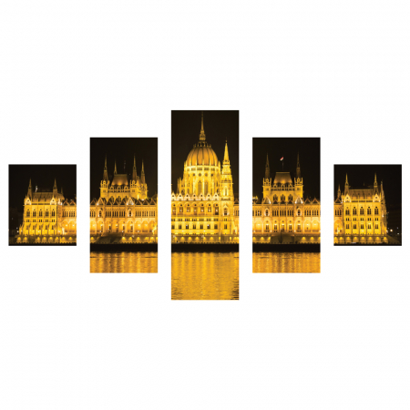 Tablou canvas 5 piese - Parlament in stilul neogotic [2]