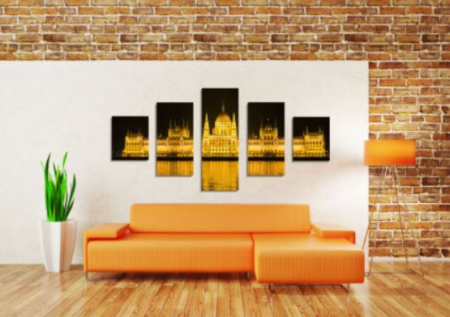 MultiCanvas - Tablou canvas 5 piese - Parlament in stilul neogotic