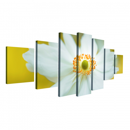 Tablou canvas 7 piese - Floare alba [3]