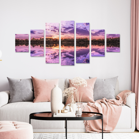 MultiCanvas - Tablou canvas 7 piese - Peisaj violet