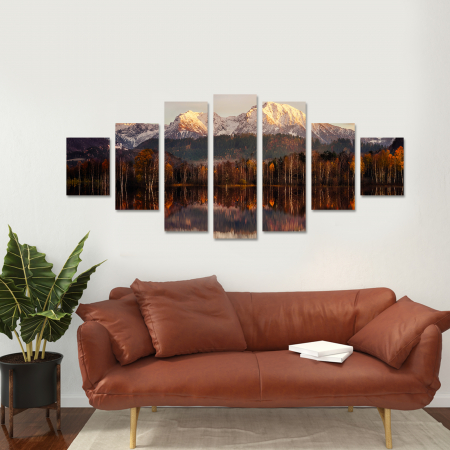 Tablouri Canvas - Tablou canvas 7 piese - Varf de munte inzapezit
