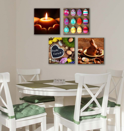 MultiCanvas - Set de 4 tablouri : Iepurasul de Paste