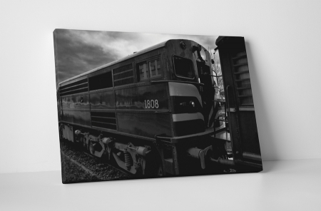 Alb-negru - Tablou canvas : Locomotiva in alb-negru