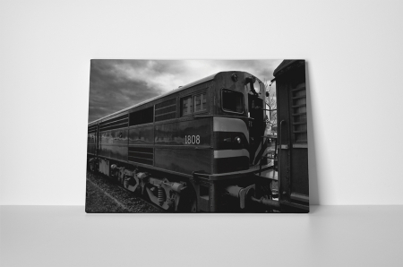 Tablou canvas : Locomotiva in alb-negru [1]