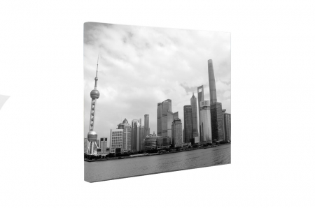Tablou canvas : Pudong skyline alb-negru [4]