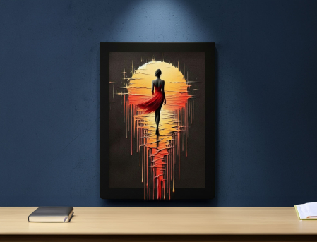 Tablou cu Accente Pictate Manual - Tablou canvas - Soare Topit - 35x45cm