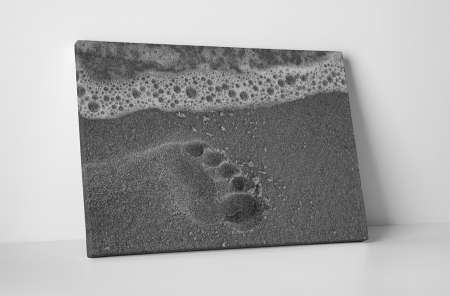 Alb-negru - Tablou canvas : Urme in nisip