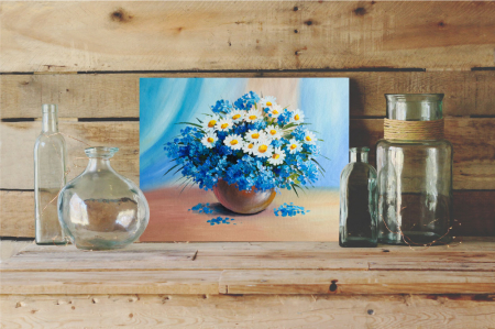 Tablouri Canvas - Tablou canvas : Flori albastre - Natura moarta