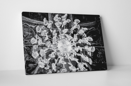 Alb-negru - Tablou canvas : Candelabru de cristal