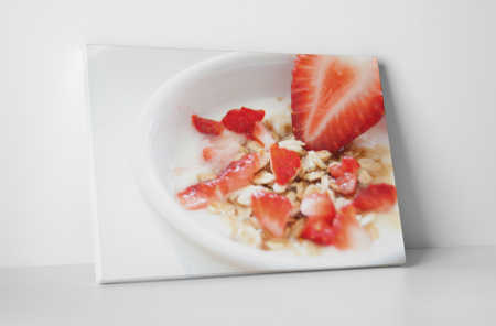 Gastronomie - Tablou canvas : Iaurt cu capsuni