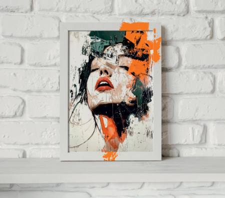 Tablou cu Accente Pictate Manual - Tablou canvas - Muză Urbană - 35x45cm