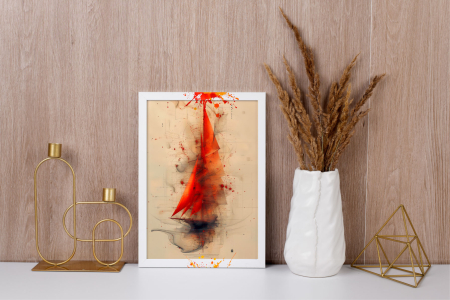 Tablou cu Accente Pictate Manual - Tablou canvas - Vele Incandescente - 35x45cm