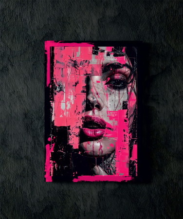 Tablou cu Accente Pictate Manual - Tablou canvas - Profil Neon - 35x45cm