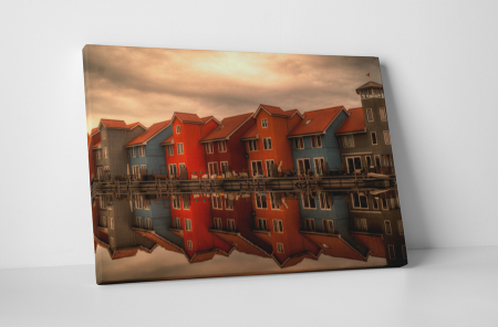 Peisaje - Tablou canvas : Casute colorate