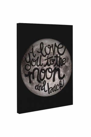 Tablou canvas : To the moon and back - Negru [4]