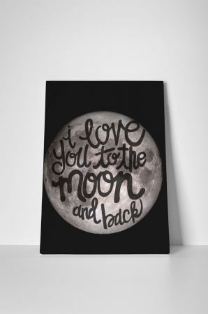 Tablou canvas : To the moon and back - Negru [1]