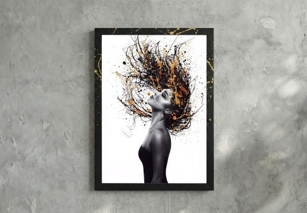 Tablou cu Accente Pictate Manual - Tablou canvas - Vis cu Fir de Aur - 35x45cm
