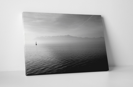 Alb-negru - Tablou canvas : Peisaj marin alb-negru
