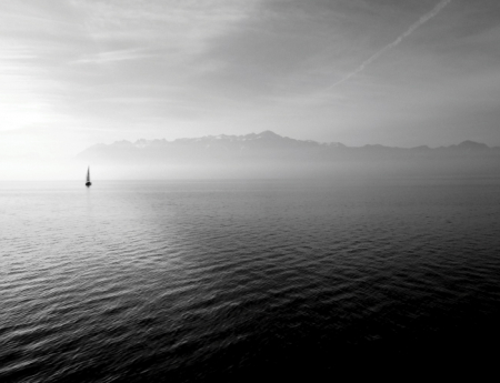 Tablou canvas : Peisaj marin alb-negru [3]