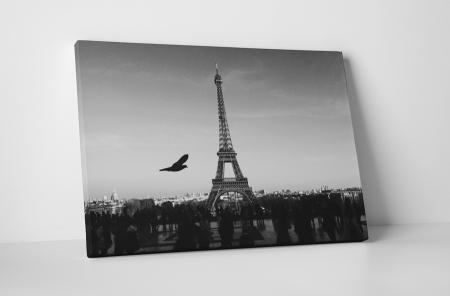 Atracții turistice - Tablou canvas : Turnul Eiffel in alb-negru