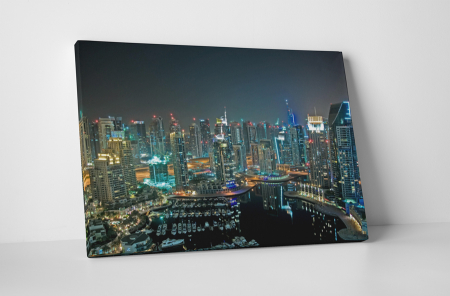 Atracții turistice - Tablou canvas : Orasul Dubai noaptea