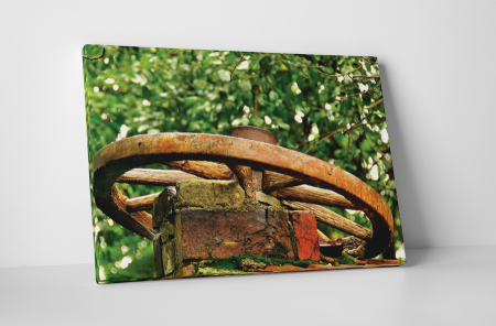 Retro - Tablou canvas : Roata de lemn