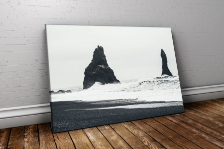Alb-negru - Tablou canvas : Plaja stancoasa