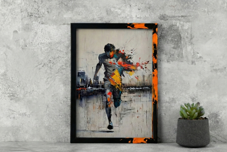 Tablou cu Accente Pictate Manual - Tablou canvas - Impact Portocaliu - 35x45cm