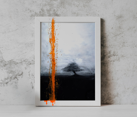 Tablou cu Accente Pictate Manual - Tablou canvas - Dans de noapte - 35x45cm