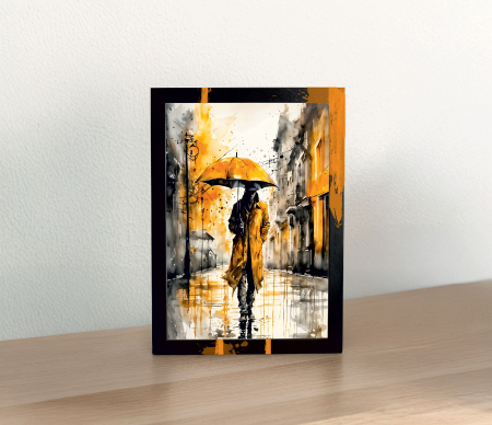 Tablou cu Accente Pictate Manual - Tablou canvas - Singurătate Urbană - 35x45cm