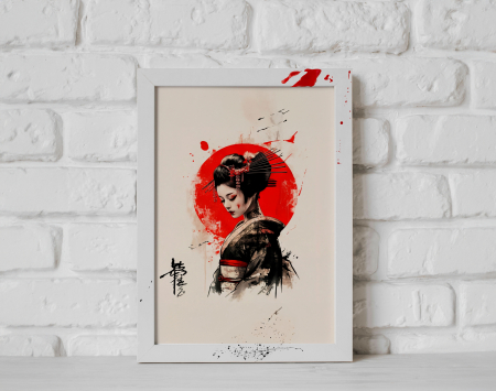 Tablou cu Accente Pictate Manual - Tablou canvas - Eleganță din Kyoto - 35x45cm