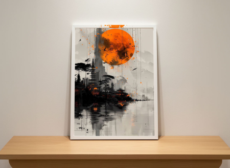 Tablou cu Accente Pictate Manual - Tablou canvas - Pagoda Răsăritului - 35x45cm