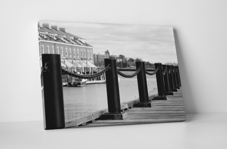 Alb-negru - Tablou canvas : Plimbare pe dig