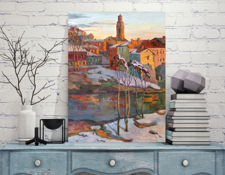 Peisaje - Tablou canvas : Un orasel colorat