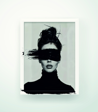 Tablou cu Accente Pictate Manual - Tablou canvas - Diamant Negru - 35x45cm