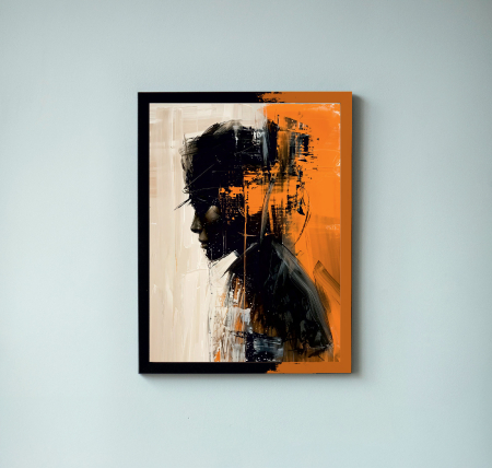 Tablou cu Accente Pictate Manual - Tablou canvas - Forța Privirii - 35x45cm