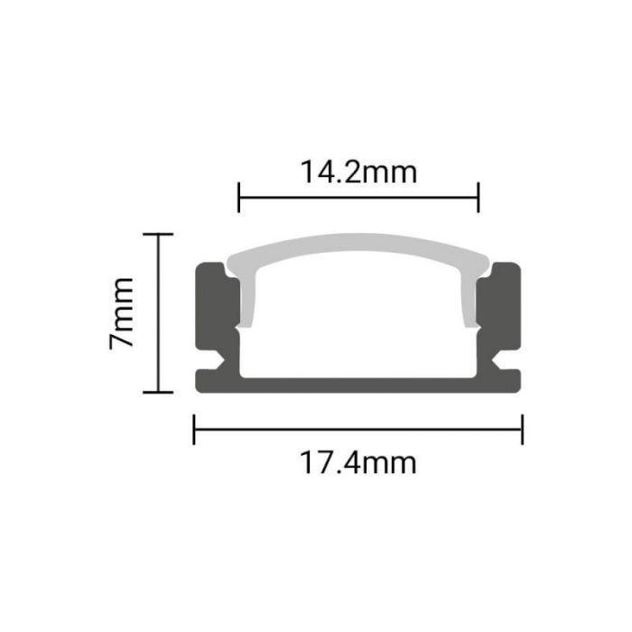 Profil aluminiu banda LED aplicat negru/dispersor negru L=2m [3]