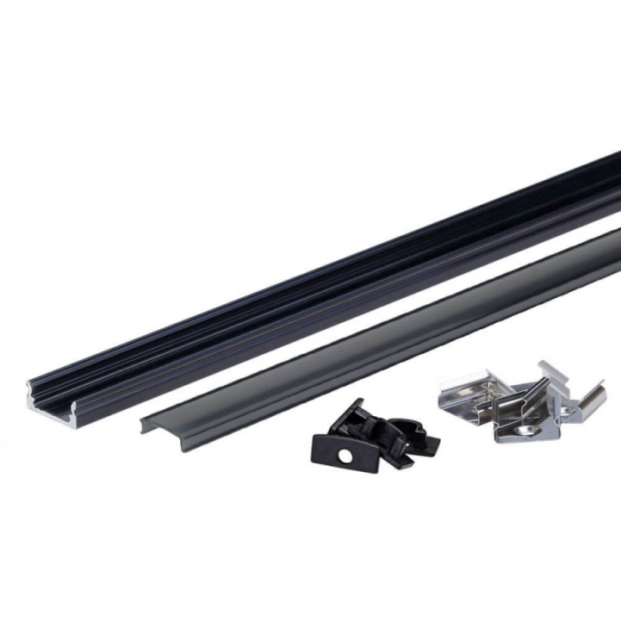 Profil aluminiu banda LED aplicat negru/dispersor negru L=2m [2]