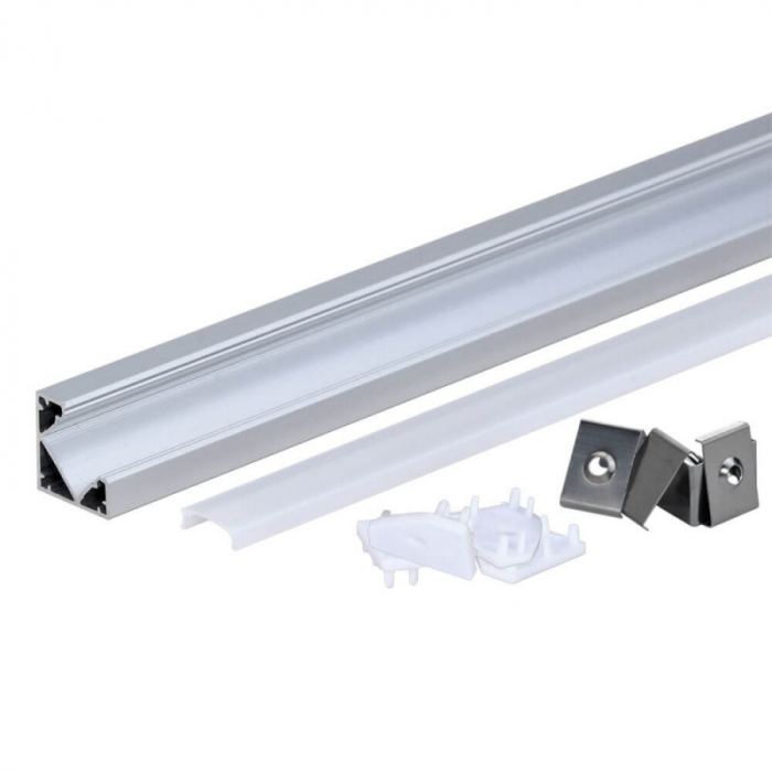 Profil aluminiu banda LED corp argintiu/dispersor alb L=2m [2]