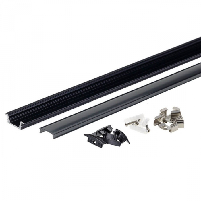 Profil aluminiu banda LED negru/dispersor negru incastrat L=2m [2]