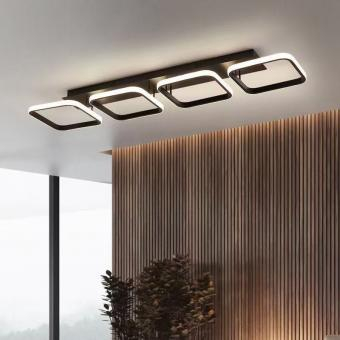 Lustre - Lustră led dimabilă cu telecomandă 3 funcții 4 pătrate 96W