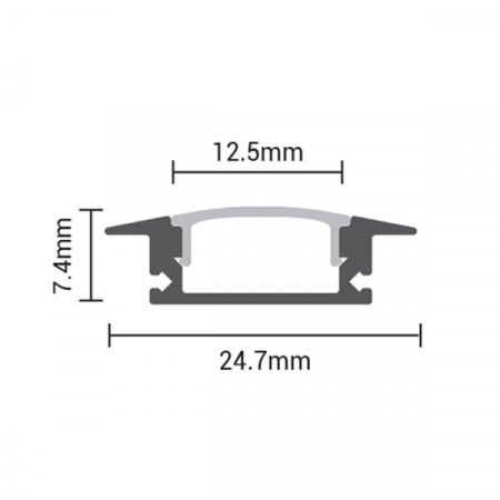 Profil aluminiu banda LED negru/dispersor negru incastrat L=2m [2]