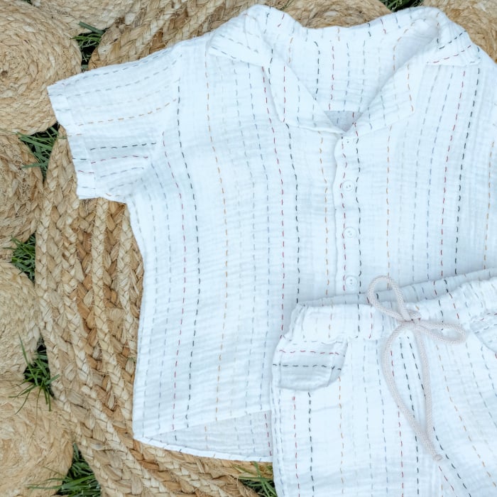 Camasa oversize din muselina in dungi [2]