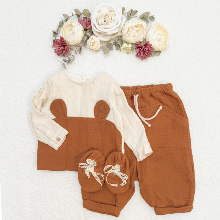 Set bluzita si pantaloni din muselina [4]