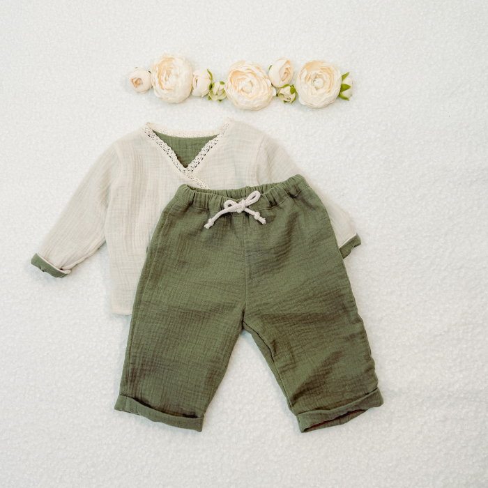 Set bluzita reversibila si pantaloni din muselina [3]