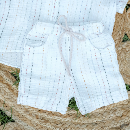 Baieti - Camasa oversize din muselina in dungi