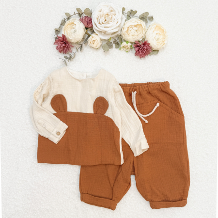 Seturi - Set bluzita si pantaloni din muselina